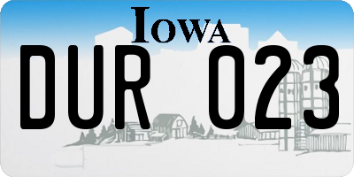 IA license plate DUR023
