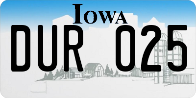 IA license plate DUR025