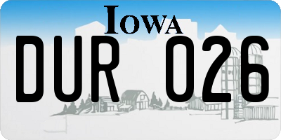 IA license plate DUR026
