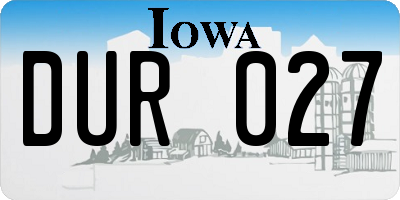 IA license plate DUR027