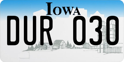 IA license plate DUR030