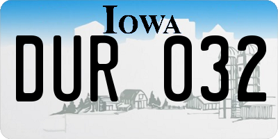 IA license plate DUR032