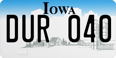 IA license plate DUR040