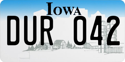 IA license plate DUR042