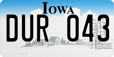 IA license plate DUR043