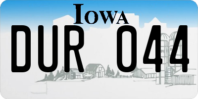 IA license plate DUR044