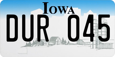 IA license plate DUR045