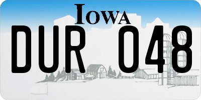 IA license plate DUR048