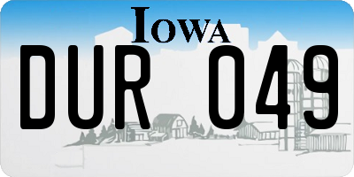 IA license plate DUR049
