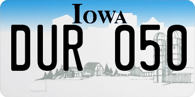 IA license plate DUR050
