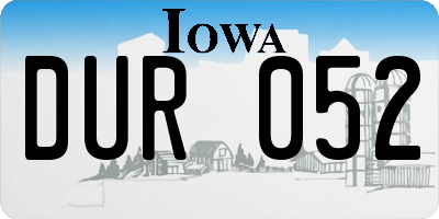 IA license plate DUR052