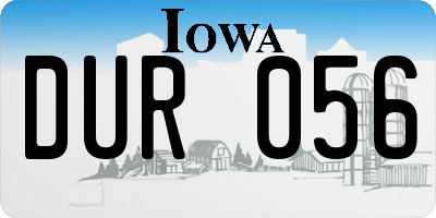 IA license plate DUR056