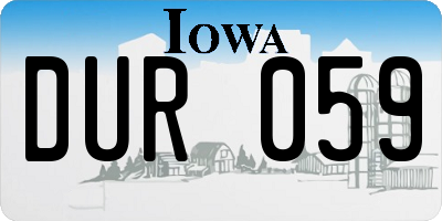 IA license plate DUR059