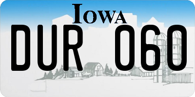 IA license plate DUR060