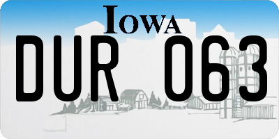 IA license plate DUR063