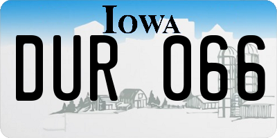 IA license plate DUR066