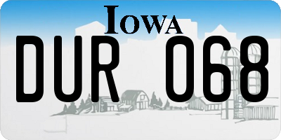 IA license plate DUR068