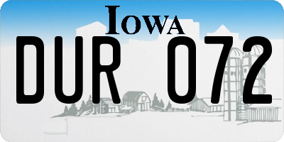 IA license plate DUR072