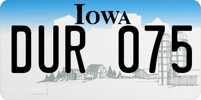 IA license plate DUR075