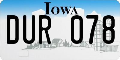IA license plate DUR078