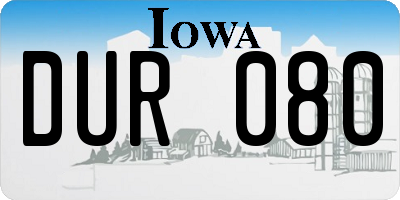 IA license plate DUR080