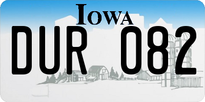 IA license plate DUR082