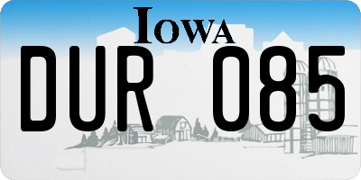 IA license plate DUR085