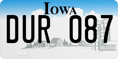 IA license plate DUR087