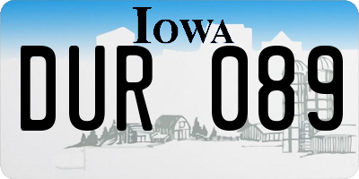 IA license plate DUR089