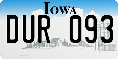 IA license plate DUR093