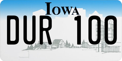 IA license plate DUR100