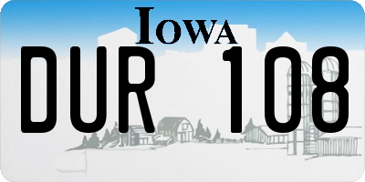 IA license plate DUR108
