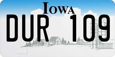 IA license plate DUR109