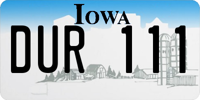 IA license plate DUR111
