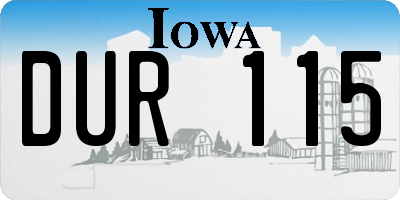 IA license plate DUR115