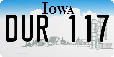 IA license plate DUR117
