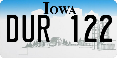 IA license plate DUR122