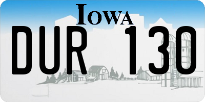 IA license plate DUR130