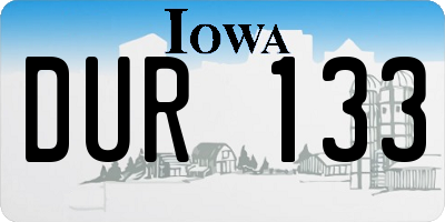 IA license plate DUR133