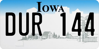 IA license plate DUR144