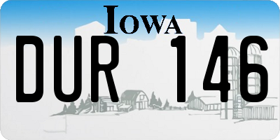 IA license plate DUR146