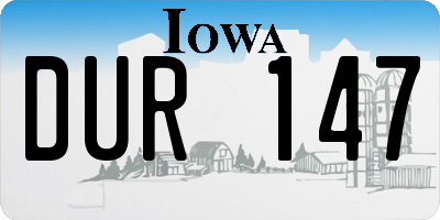 IA license plate DUR147