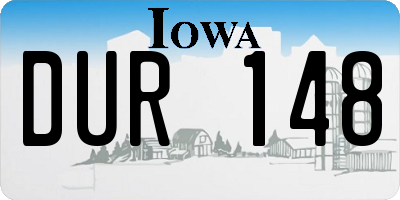 IA license plate DUR148
