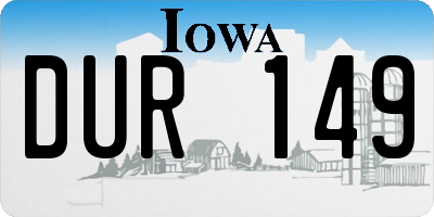 IA license plate DUR149
