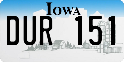 IA license plate DUR151
