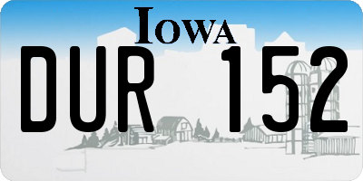 IA license plate DUR152