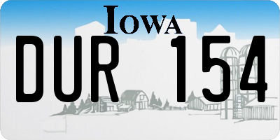 IA license plate DUR154