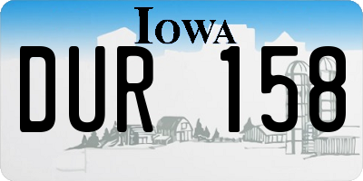 IA license plate DUR158