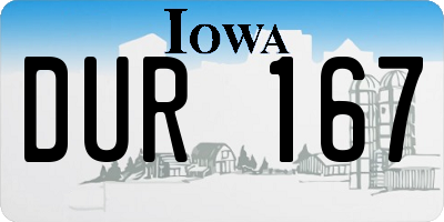 IA license plate DUR167