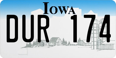 IA license plate DUR174